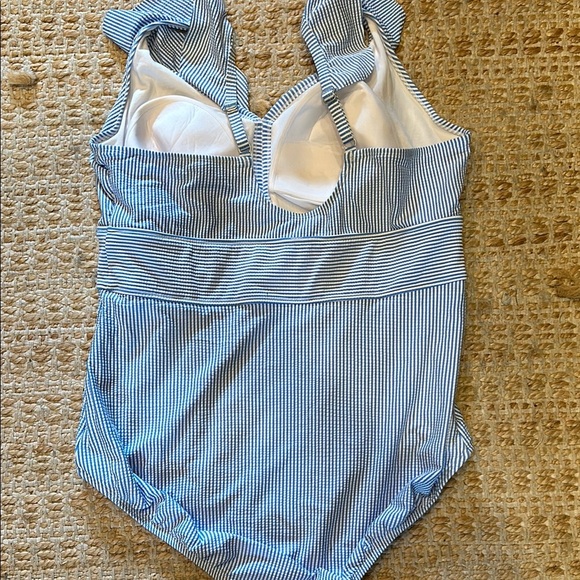 Time and Tru Blue Striped One Piece Swimsuit - Picture 11 of 12